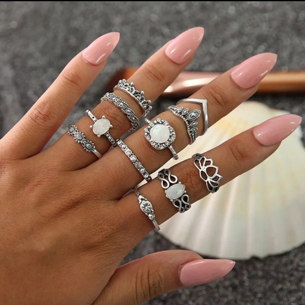 "Opal" Set of 11 Stackable Midi Rings